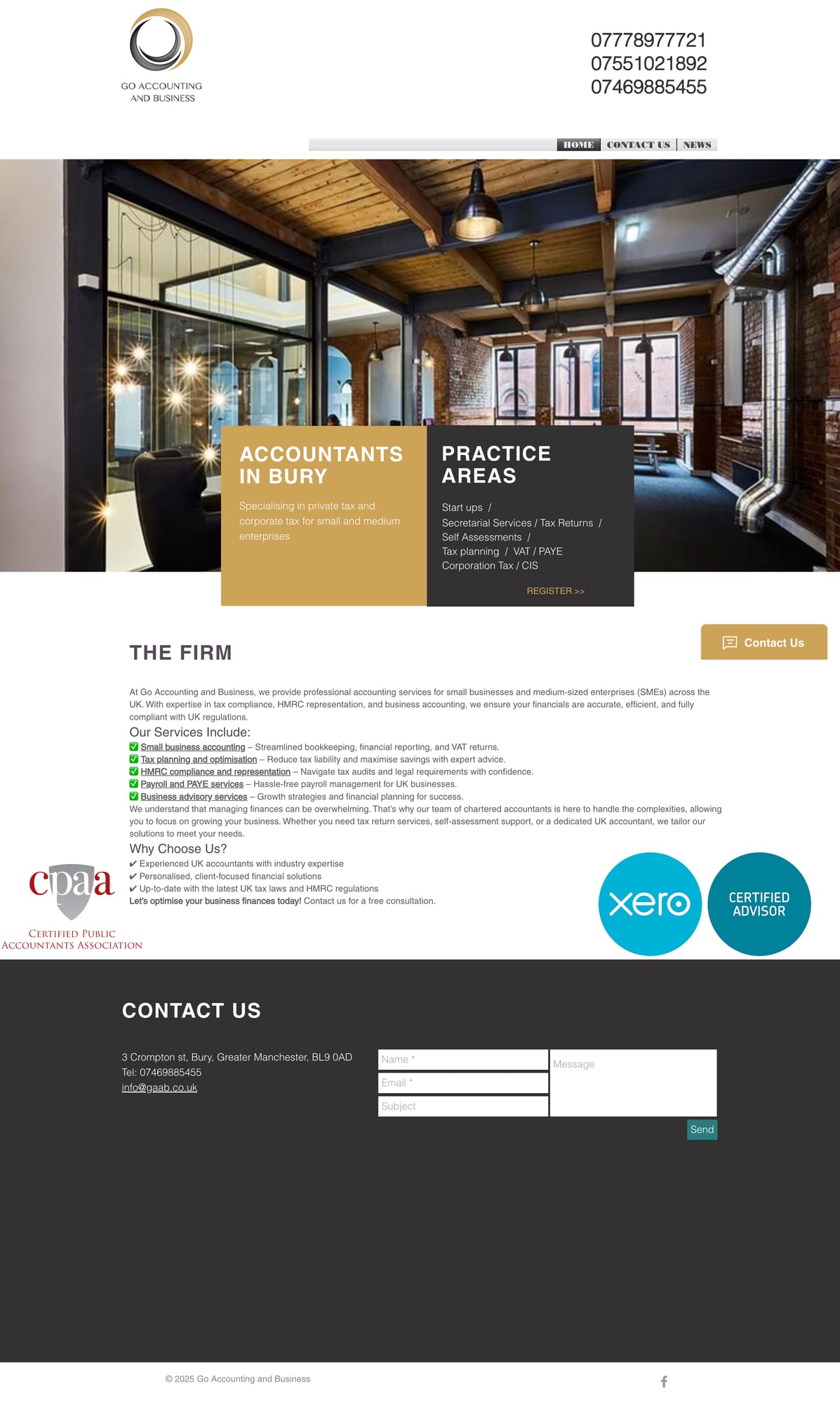 GAAB old Wix website - desktop view