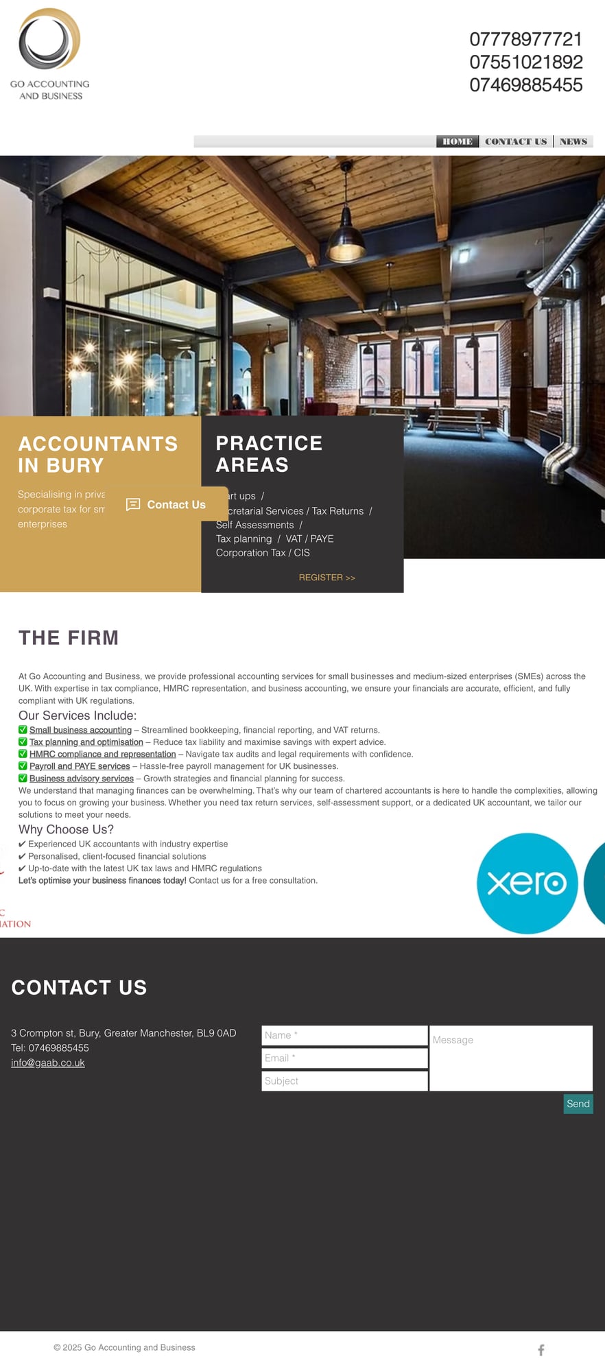 GAAB old Wix website - mobile view