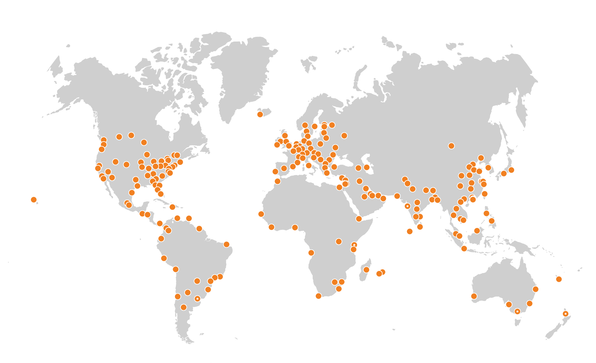 Cloudflare's global network spanning 330+ cities in 125+ countries